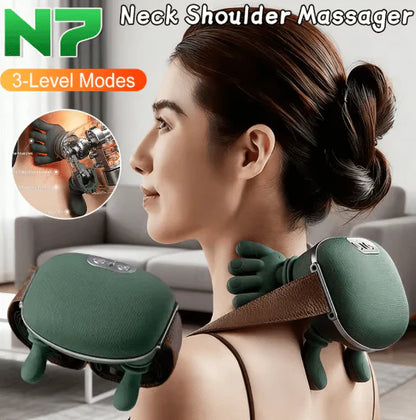 Hand Shoulder And Neck Massager, Neck And Shoulder Massager With Heat, Massage Master For Shoulders, Necks, Lower Abdominal, Compact And Lightweight
